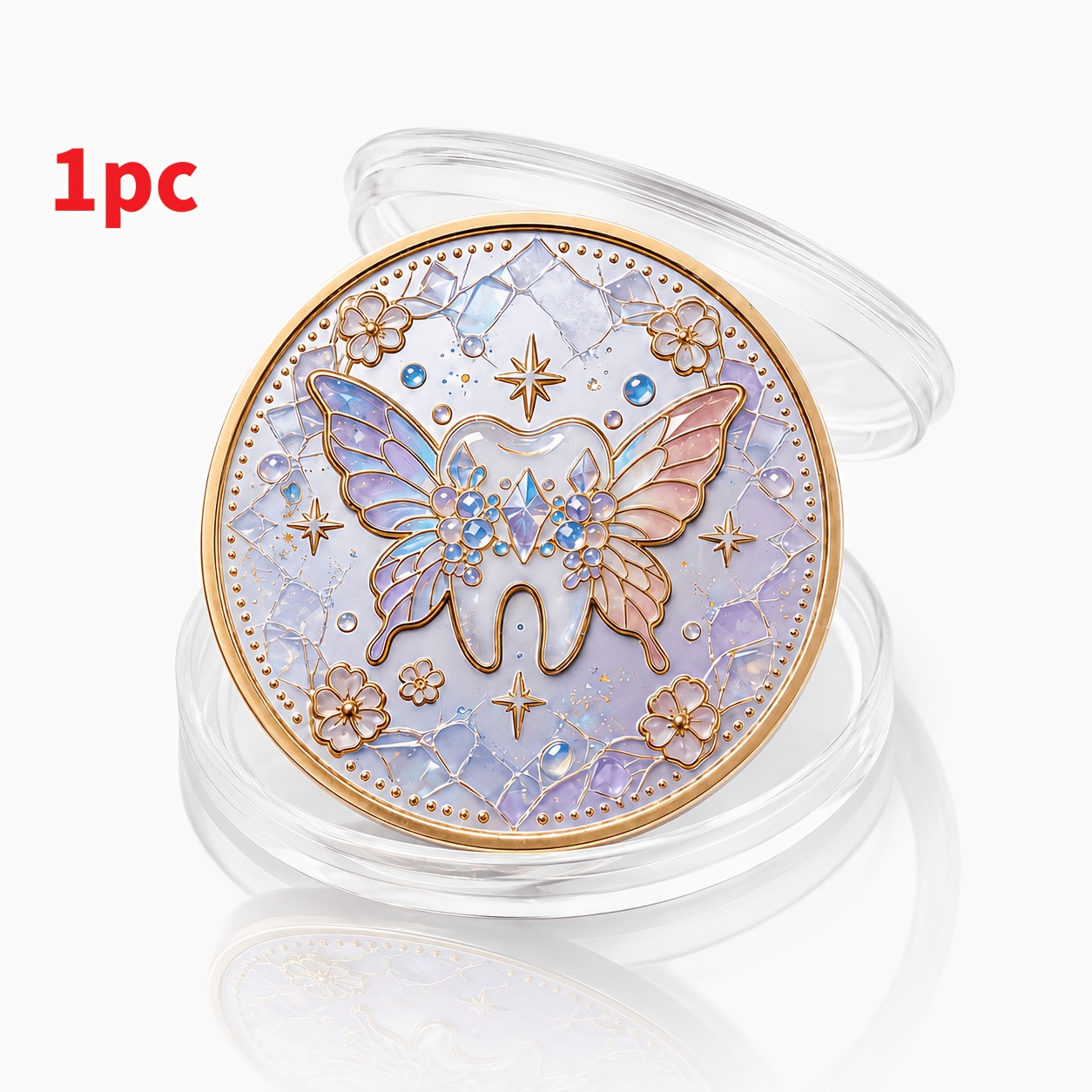 TEMU 2d Tooth Fairy Coin - Magical Fairy Tooth Collectible Commemorative Medal - Tooth Loss Reward Surprise Gift - Memorial Token Keepsake For Room