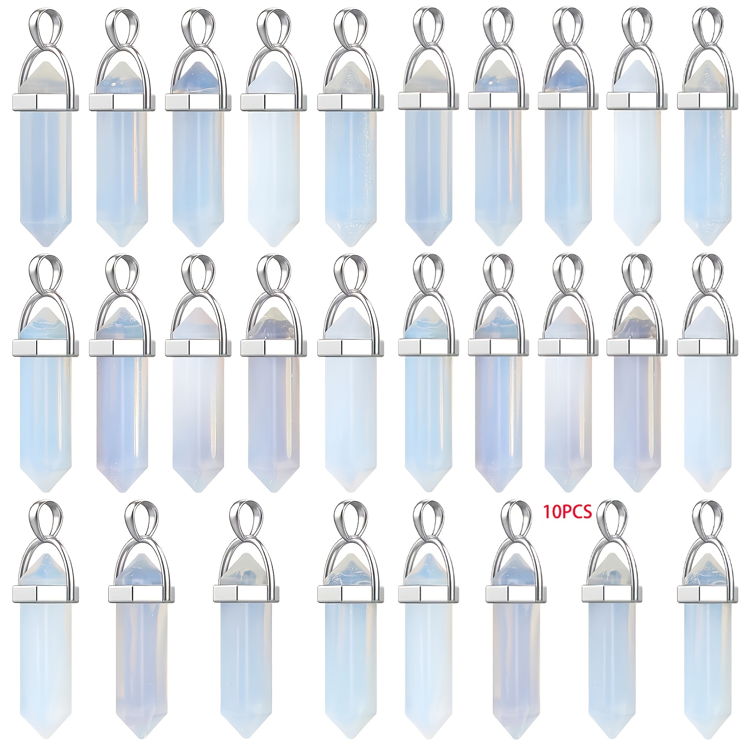 TEMU 10pcs Pendentifs Hexagonaux de Balle de , Breloques de Collier en Cristal, Bijoux Naturels en Quartz, pour la Fabrication de Bijoux, Meilleur