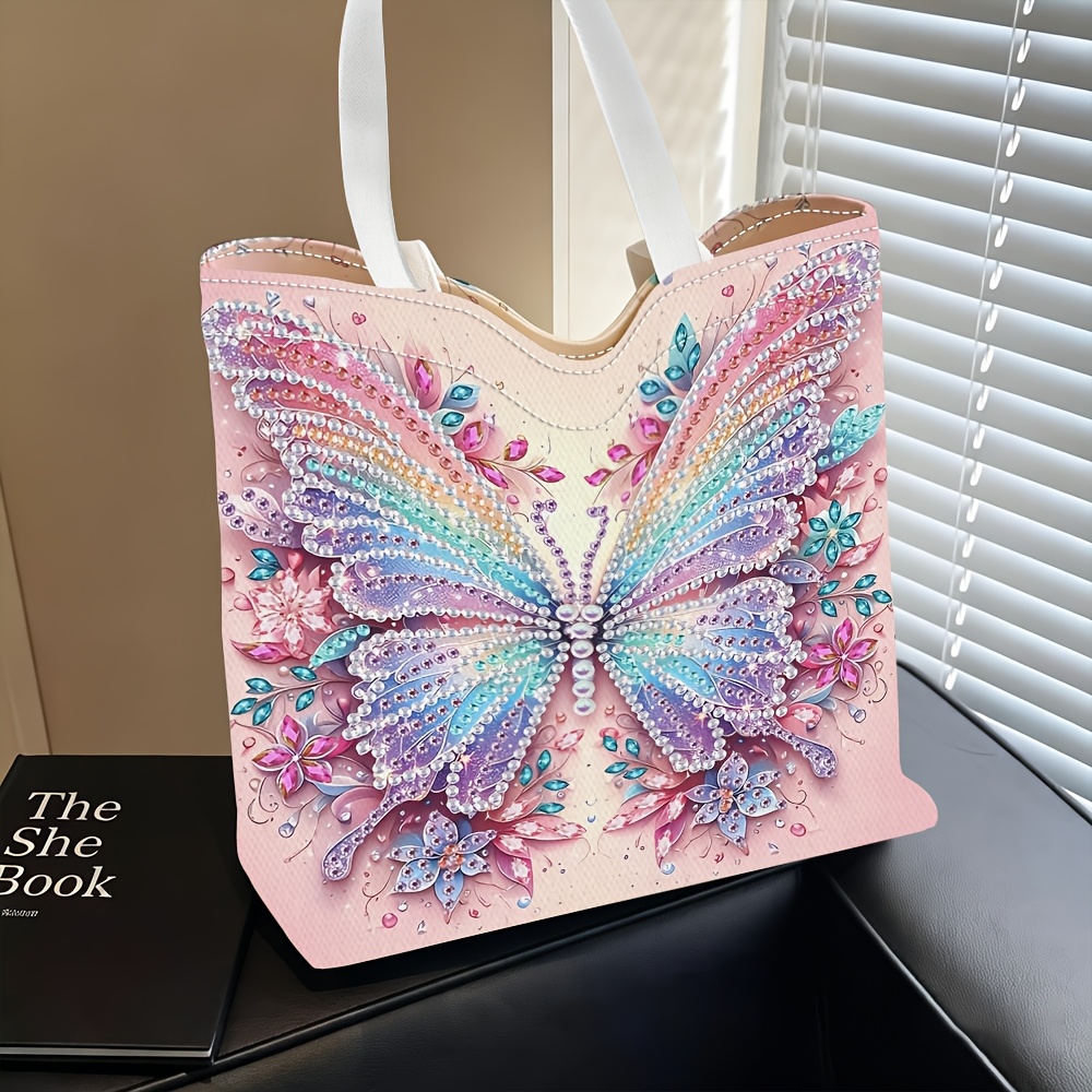 TEMU 1pc, Sac Bandoulière Femme Thème Floral Papillon Coloré, Multifonctionnel, Sac à Main, Pochette, Sac de Soirée, de Voyage, Artisanat , Léger,