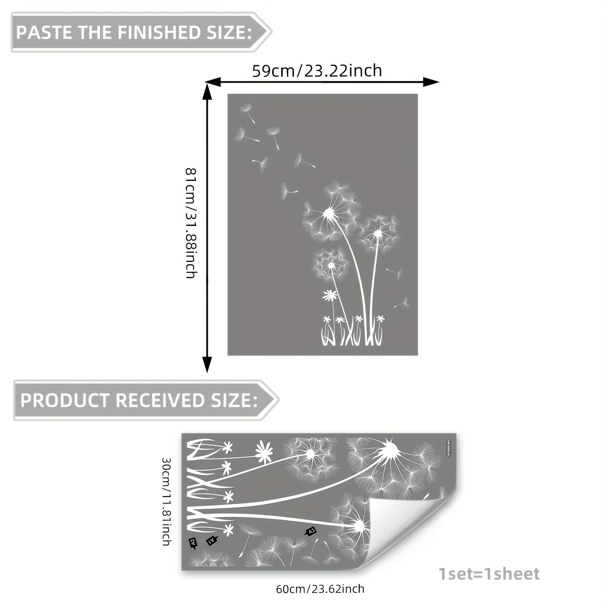 Image of 1 Sheet Of White Dandelion Small Flowers Wall Stickers Home Decor Stickers Bedroom Living Room Sofa Entrance Background Decoration