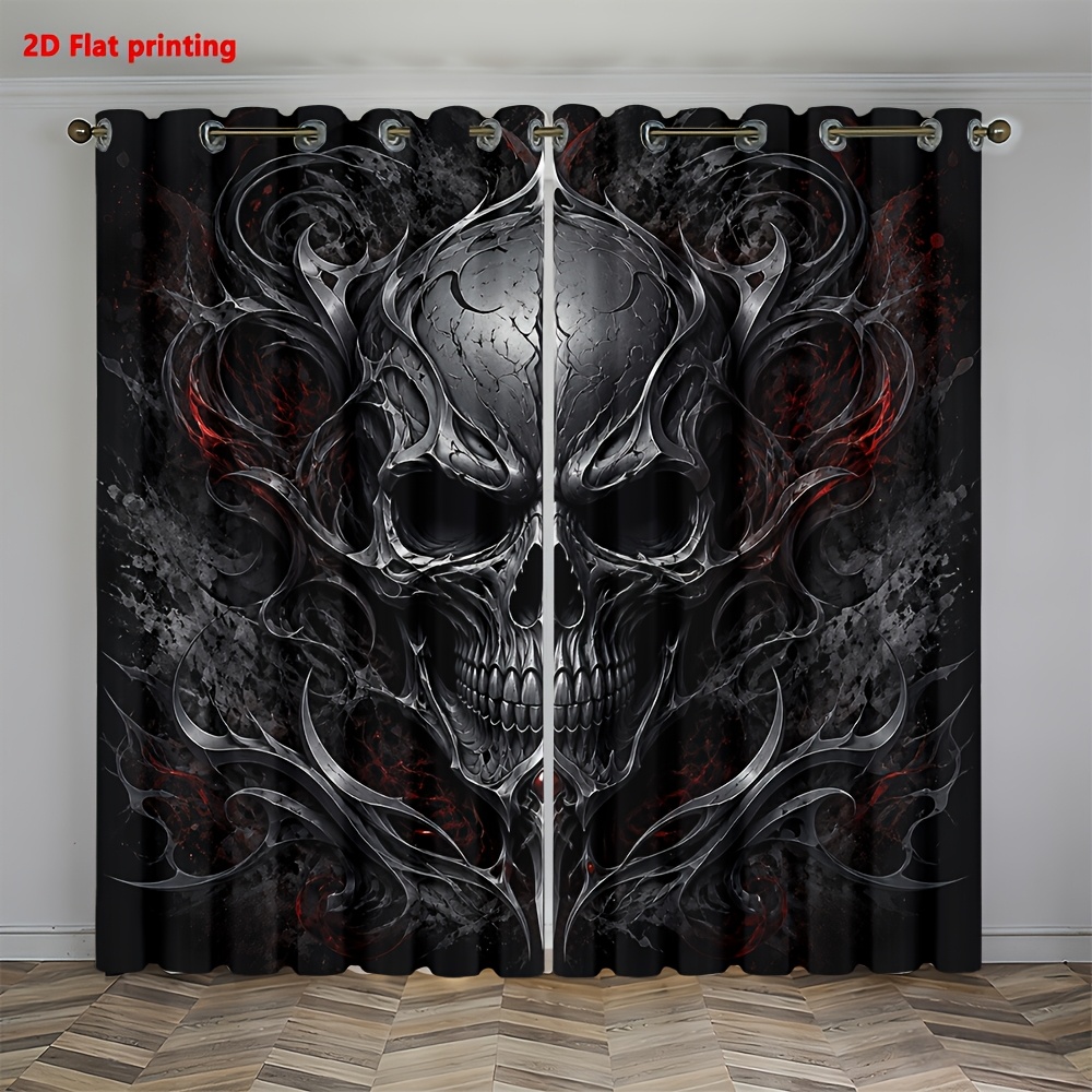 Image of 2d Flat - 2d Flat 2pcs Curtains Gothic Design For Bedroom And Living Room Decoration Light Luxury Minimalist European Style, Suitable For Living Rooms, Bedrooms, Study Rooms, And Home Decor