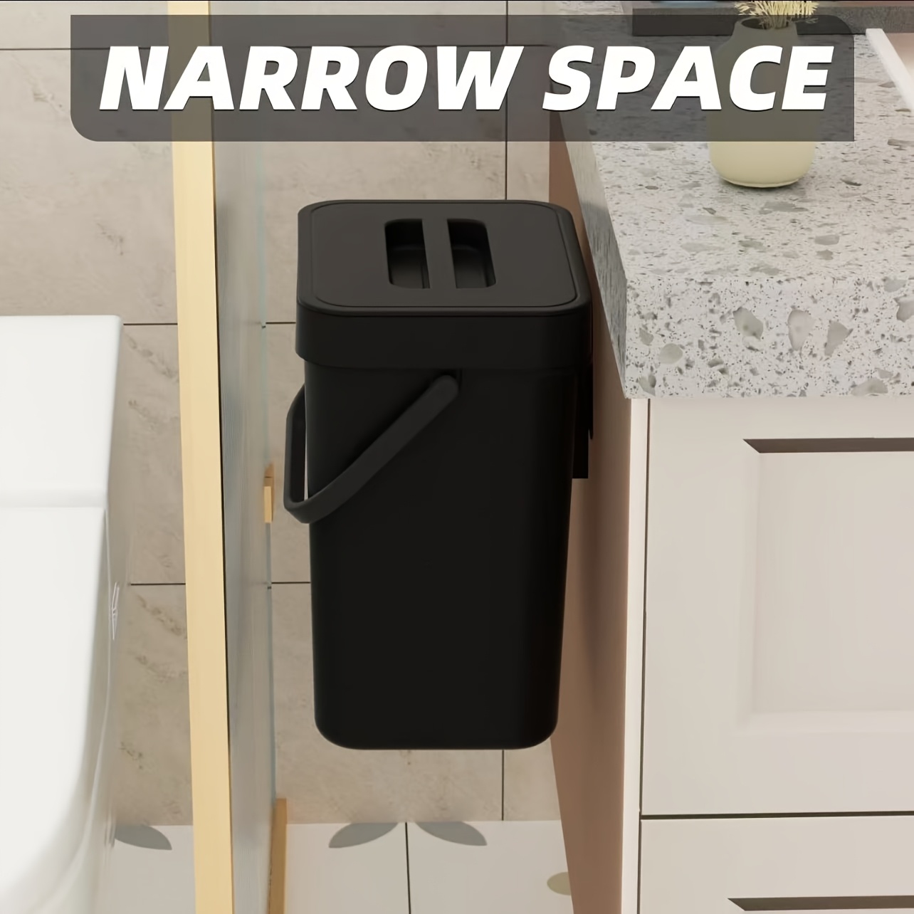 Image of Multifunctional Hanging Trash Can - Wall Mounted Garbage Bin For Kitchen & Bathroom Organization On