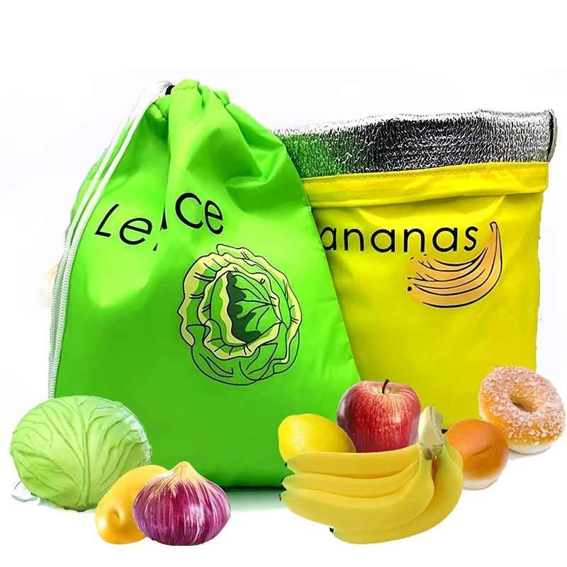 

1pc Atianli Reusable Polyester Fruit Storage Bag, Food-safe Fresh-keeping Produce Organizer For Banana, Lettuce, Salad - Washable Large Capacity Picnic Bag