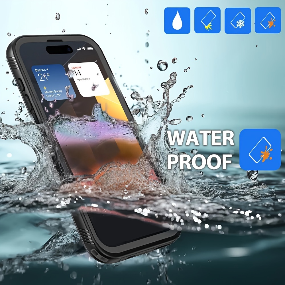 Waterproof Case for iPhone 16 15 14 13 12 11 Pro Max Plus Mini SE2 SE3 7 8 - Full-Body Heavy Dutywith Built In Tempered Glass Screen Protrctor Dustproof Shockproof Underwater Diving Swimming Phone Case, Outdoor Activities, Rugged Design, Adventure