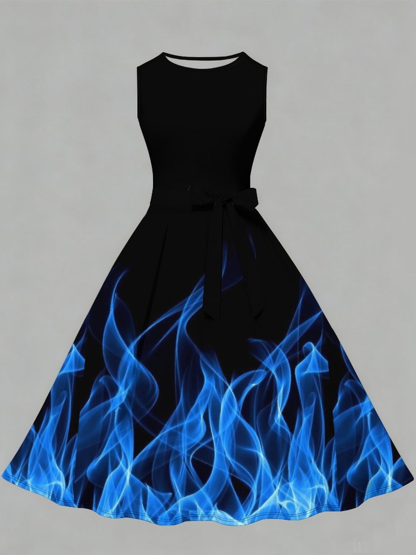 black dress with blue flames fire sold on Temu United States SAMANTHA BELTED FLORAL MAXI dresses with pockets​ embellished with rose Color:Mustard gold