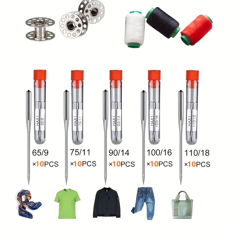 60 Stück Nähmaschinennadeln 90/14 - Universal Für Jeans, Leder, Stickerei
