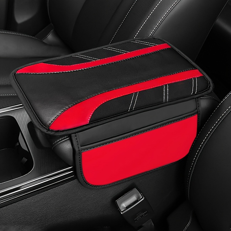 TEMU Pu Leather Car Armrest Cover With Dual-color Quilted Design, Car Armrest And Accessories > Size Car Armrest Cover, Easy To Store, Suitable For