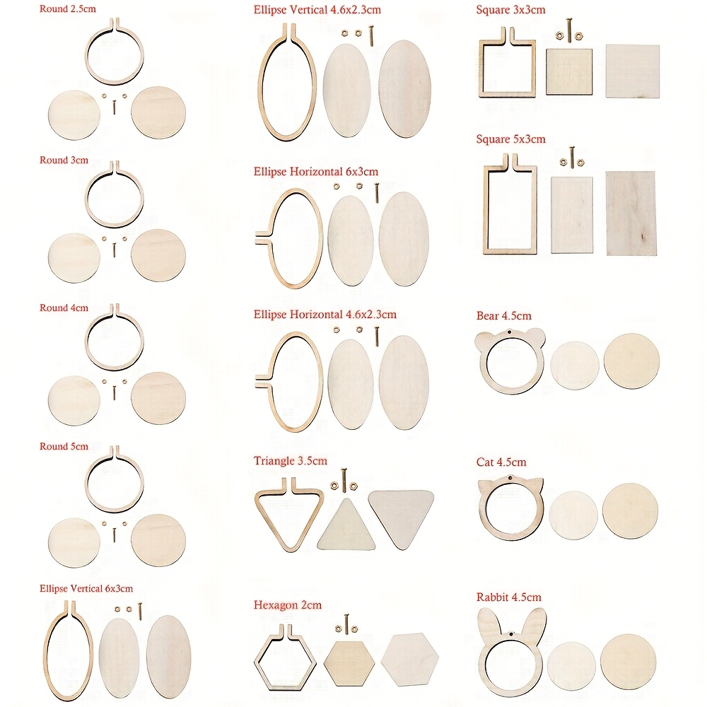 15pcs Round Oval Mini Embroidery Hoops