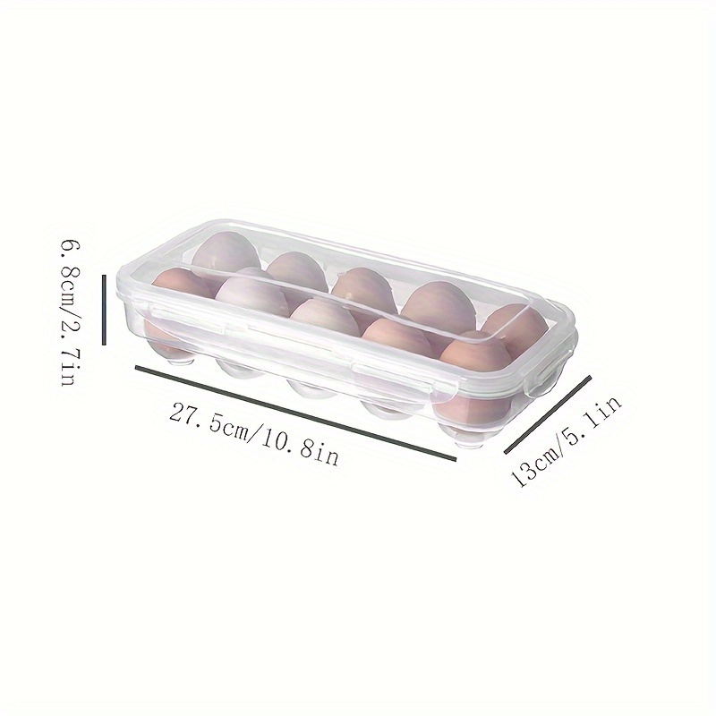 1pc Kitchen Refrigerator Transparent Egg Storage Box With Lid, 10/18/34 Compartments Stackable Fresh-keeping Tray, Egg Holder, Household Kitchen Supplies