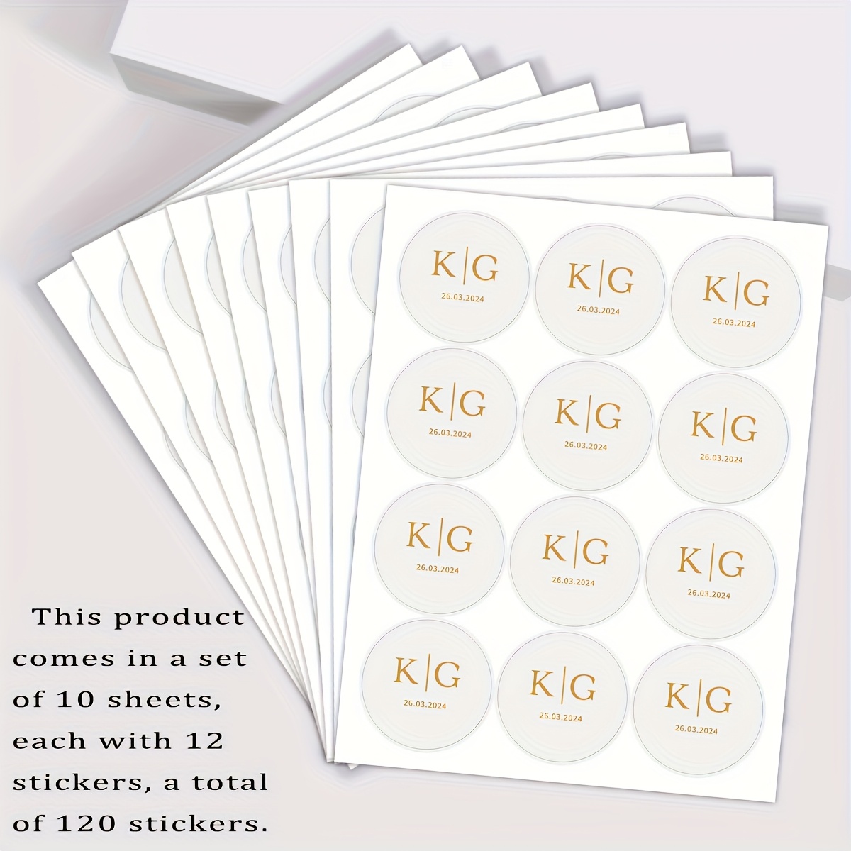E-shop 120 Stk./10 Blatt personalisierte Hochzeitsaufkleber – Benutzerdefinierter Name und , 3,8 cm runde goldene und schwarze