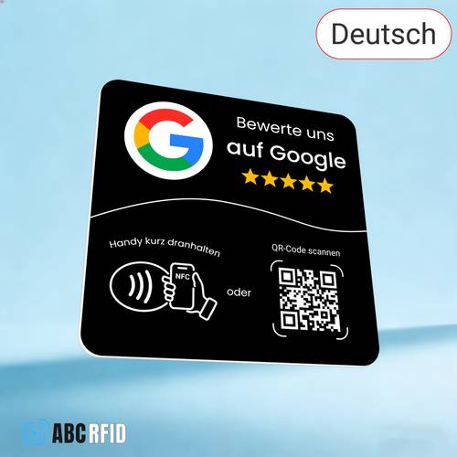 german business plates for google review nfc tap dynamic easy setup with review required review us on review sign