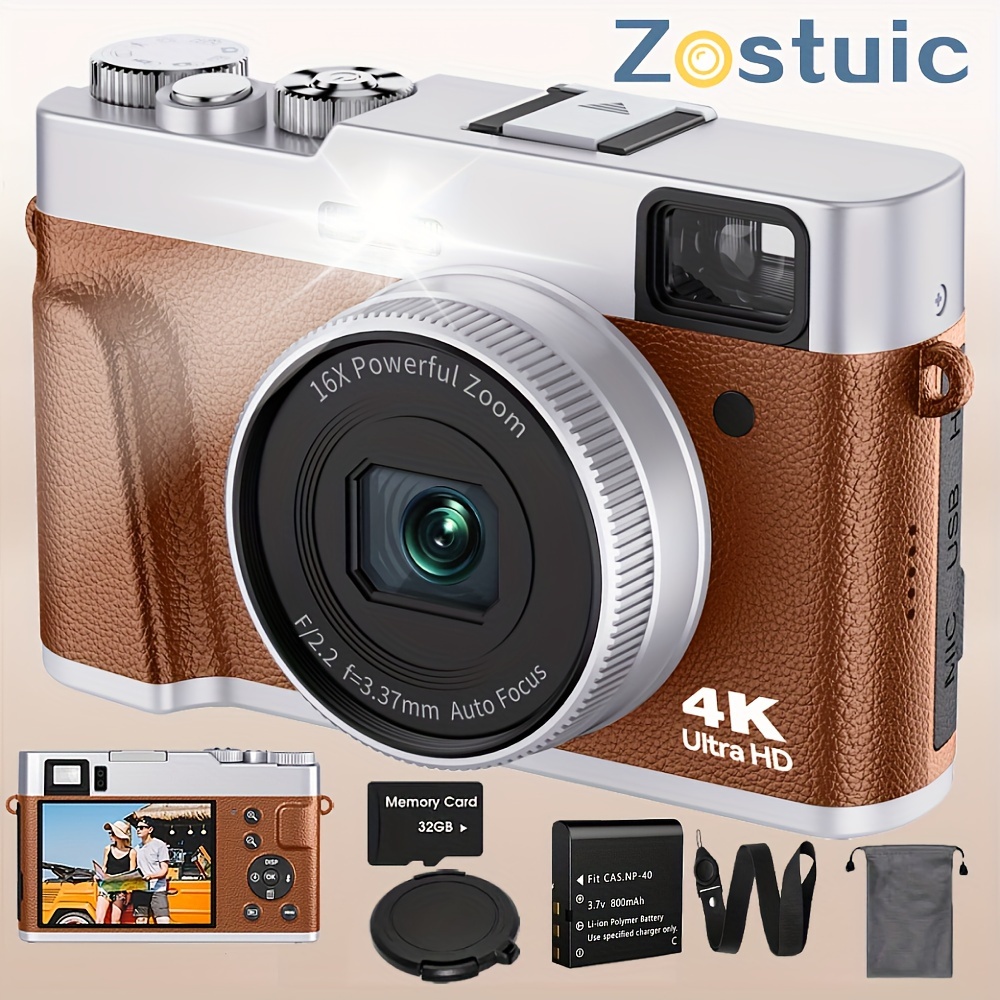 4K Digital Camera with Viewfinder & Flash, Autofocus 48MP Cameras for  Photography Vlogging Compact Travel Camera for Adults Teens with Classic  Dial