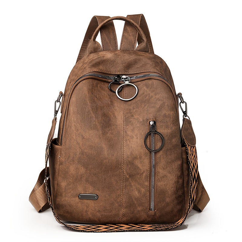 Women's Pu Casual Fresh-style Backpack, Versatile Single-shoulder Bag, Student Backpack