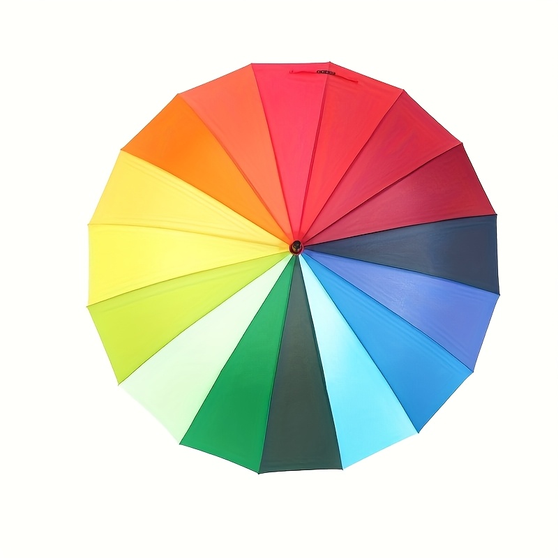 Rainbow 16 Rib Umbrella, Reinforced Windproof Sunshade