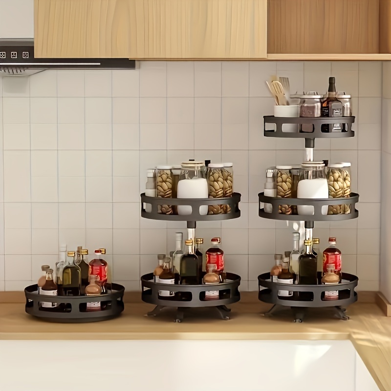 2-Tier Rotating Spice Rack with 360° Swivel Base - Heavy-Duty Space-Saving Kitchen Organizer, Countertop/Cabinet Storage Shelf for Spices, Condiments, Cooking - Ideal Gift for Christmas, Valentine's, Thanksgiving, Halloween - Modern Kitchen Storage Solution, Condiment Holder, Sleek Design, Sturdy Construction, Home Cooks
