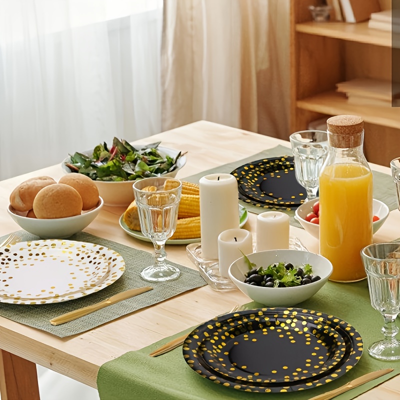 176/352 piezas suministros fiestas blancos/negros dorados Temu