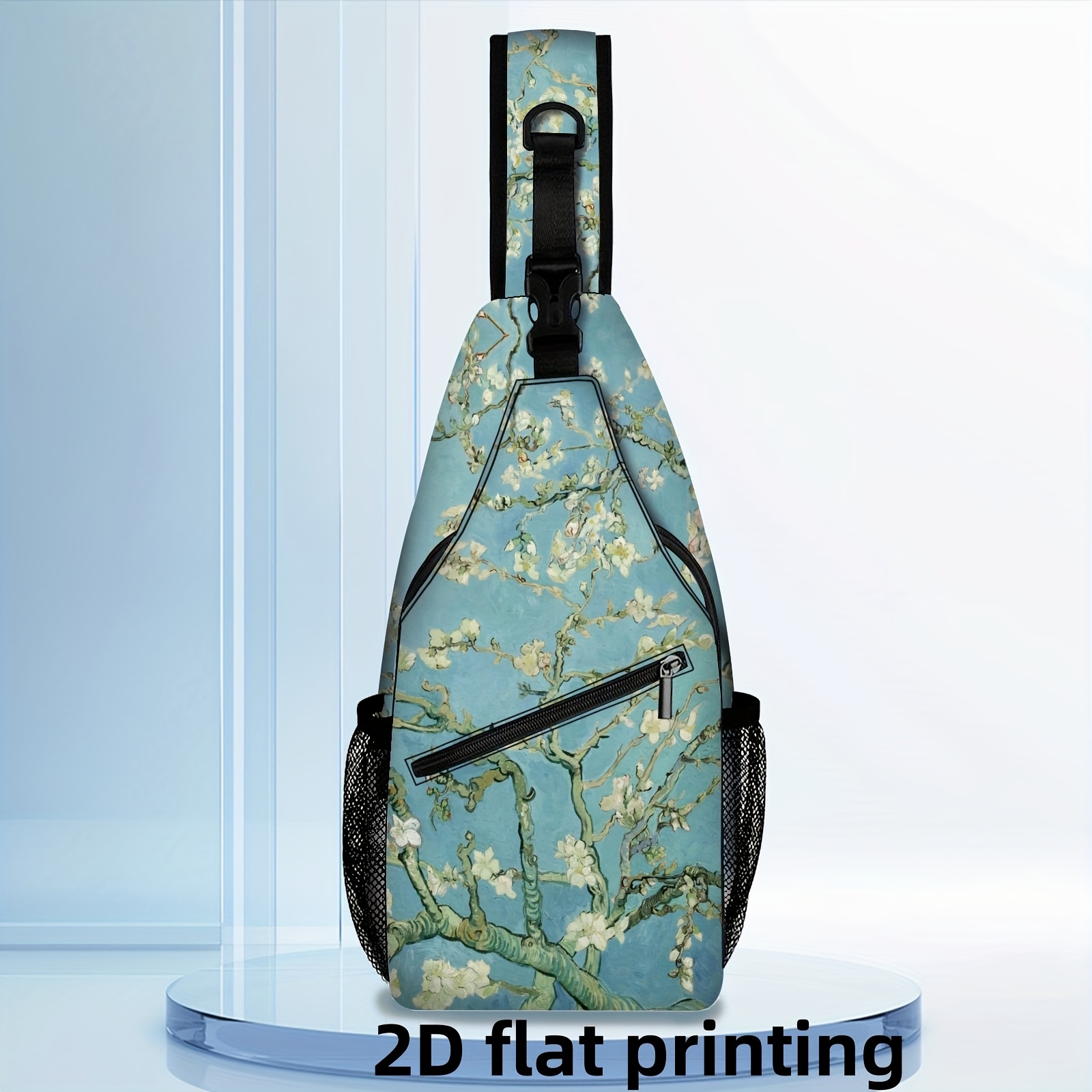TEMU 1 stuks, Rugband Rugzak, Abrikozenbloesem Crossbody Tas, Van Gogh Bloemige Romantische Stijl Borsttas, Geschikt voor Reizen, Werk en Sport, voor
