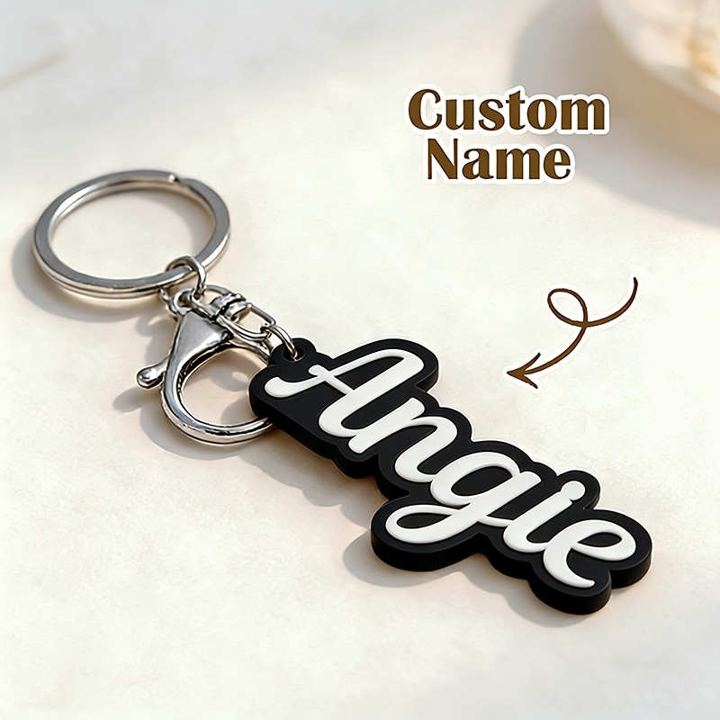 TEMU 2d Flat, 1pc Acrylic Custom Name Keychain, Personalized Name Keychain For Men, Car Pendant, Backpack Charm, Practical Birthday Gift, Unisex,