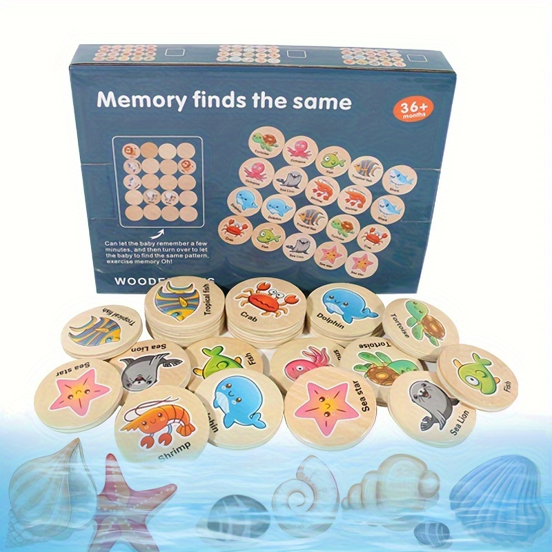 

memory Builder" Roylanz Seaworld 20-piece Wooden Memory Match Game - Educational Animal Theme For Kids Ages 3-6, Perfect For Preschool Learning & Fun Classroom Activities