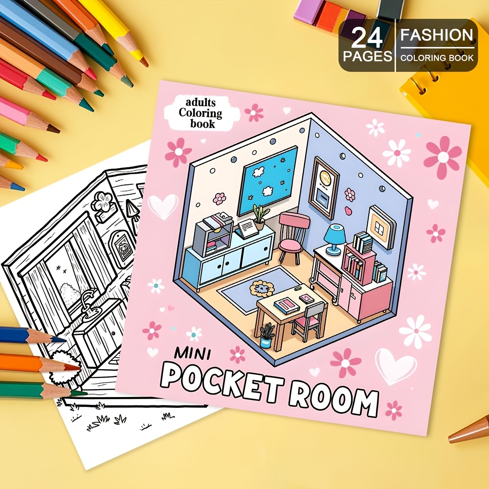 

1pc Mini Pocket Room Coloring Book For Adults, 24 Pages, Single-sided Print, Clear Lines & Beautiful Patterns, Perfect Gift For Family & Friends, Ideal For Holiday - Halloween, Thanksgiving,