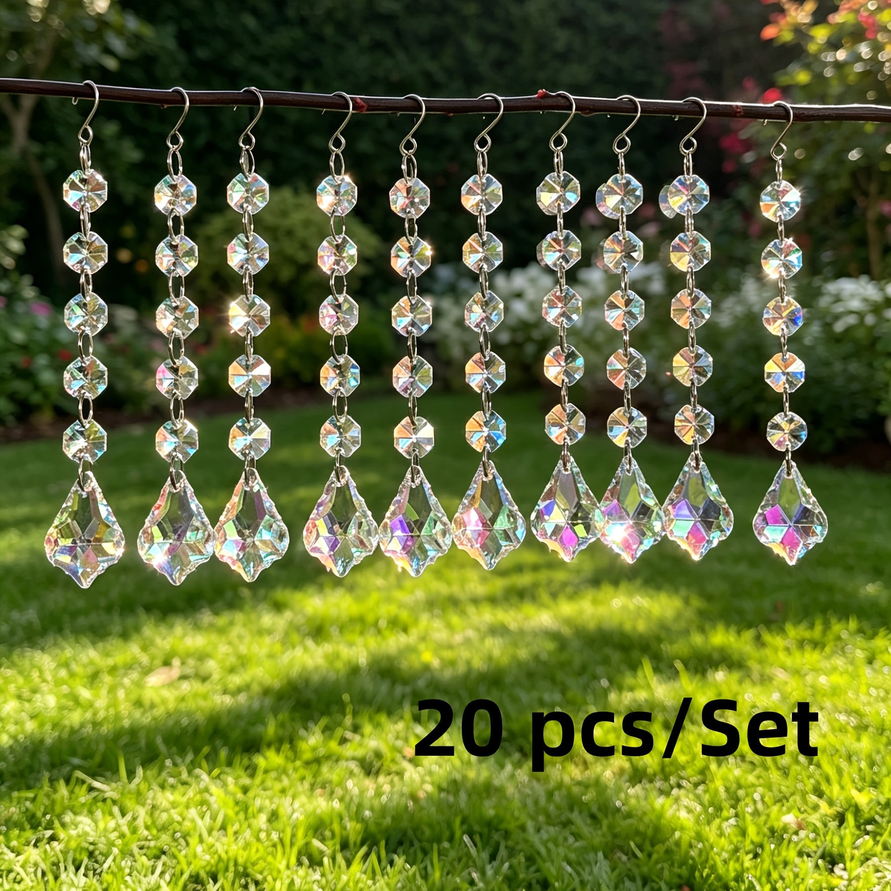 TEMU 10 Sets de Cuentas Octogonales Terminadas, Juego de Colgantes de Cristal de Vidrio con Hoja de , Decoración de Cuentas de Cristal de Prisma,