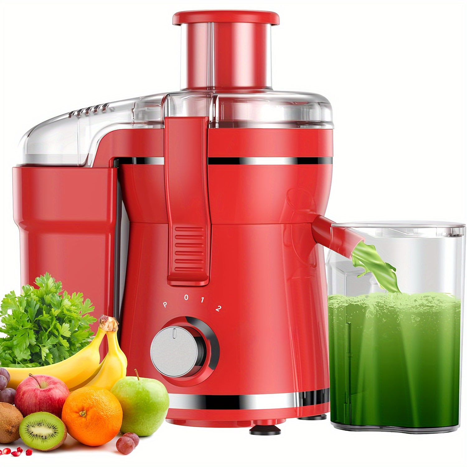 500W Centrifugal Juicer Machine with 3" Feed Chute, Dual Speeds, Stainless Steel, Dishwasher Safe, Detachable – Available in Green or Red