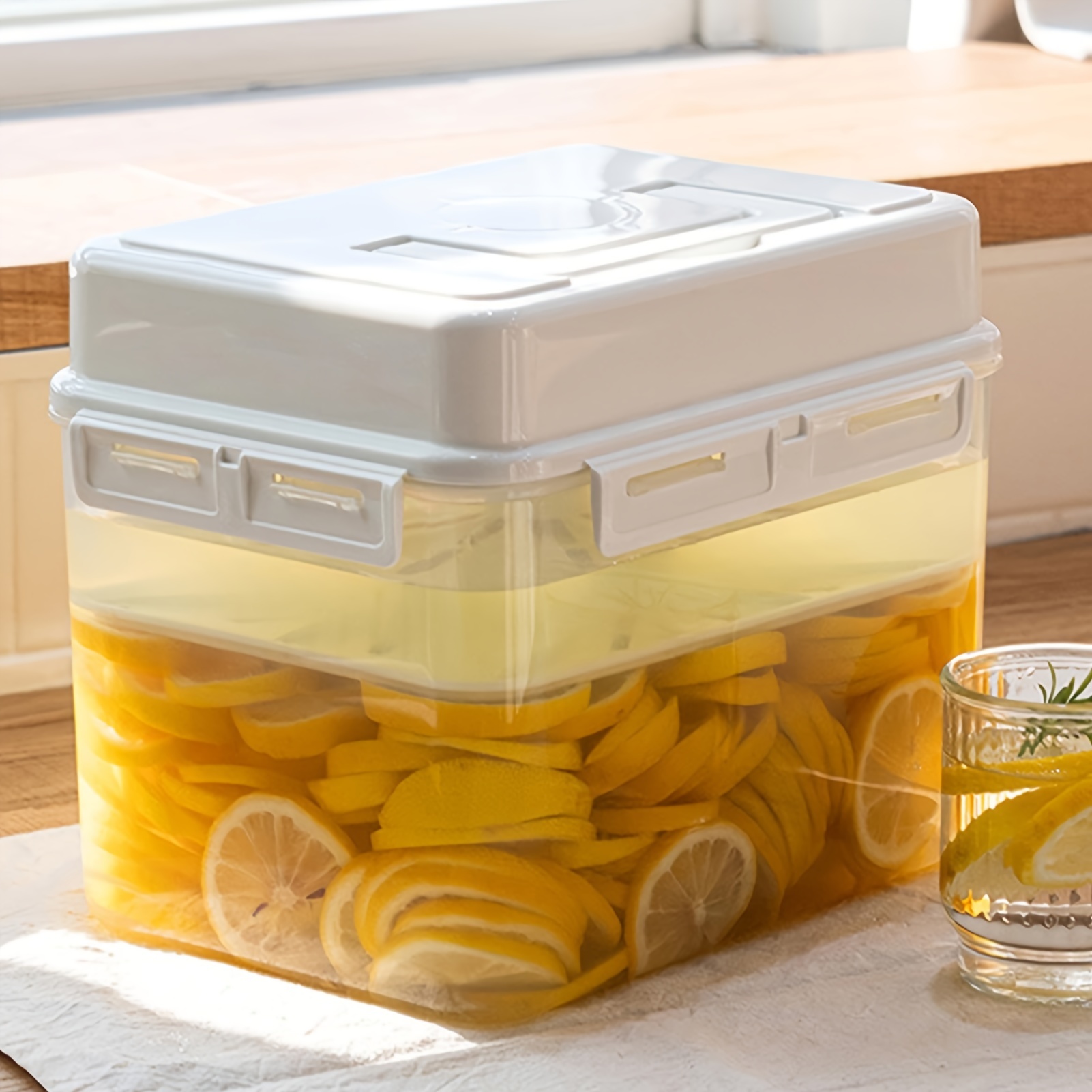 

Large 4/5l Transparent Fermentation Container With White Lid & Handle - Sealed, Reusable Kimchi & Pickle Storage Box, Easy-press Clasp For , Ideal For Home Kitchen Use