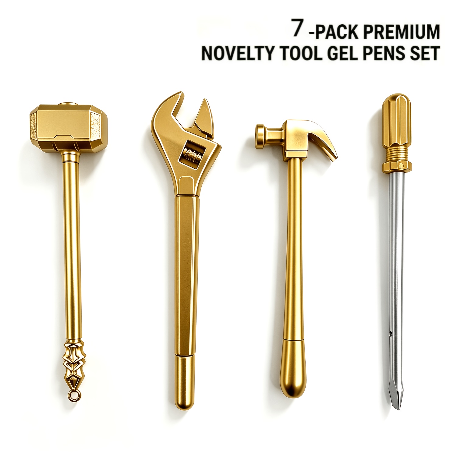 TEMU 7pcs Set Of Random-style Claw Hammer Wrench Screwdriver-shaped ; Smooth Writing For School And Office Use; Ideal For Holiday Gift-giving; For
