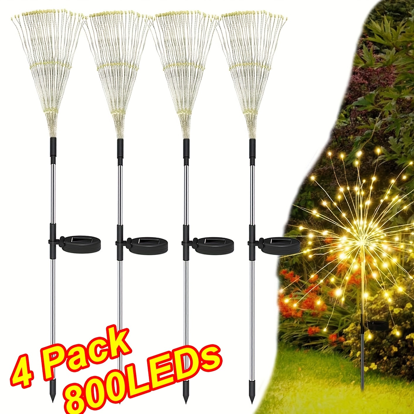 

Solar Lights Outdoor For Garden Decor 4 Pack 800 Led Fairy Fireworks Lights For Decorations Yard Patio Porch Backyard Plant Tree Bushes Clearance (warm/ Multicolors)