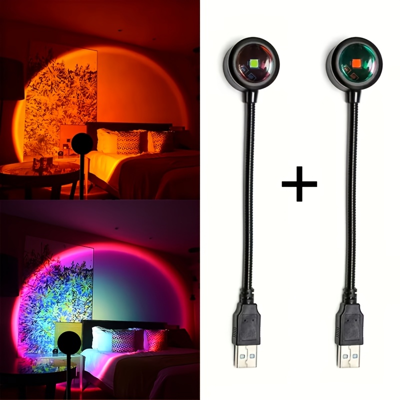 2pcs LED Projection Night Lights for Rainbow & Sunset Effects