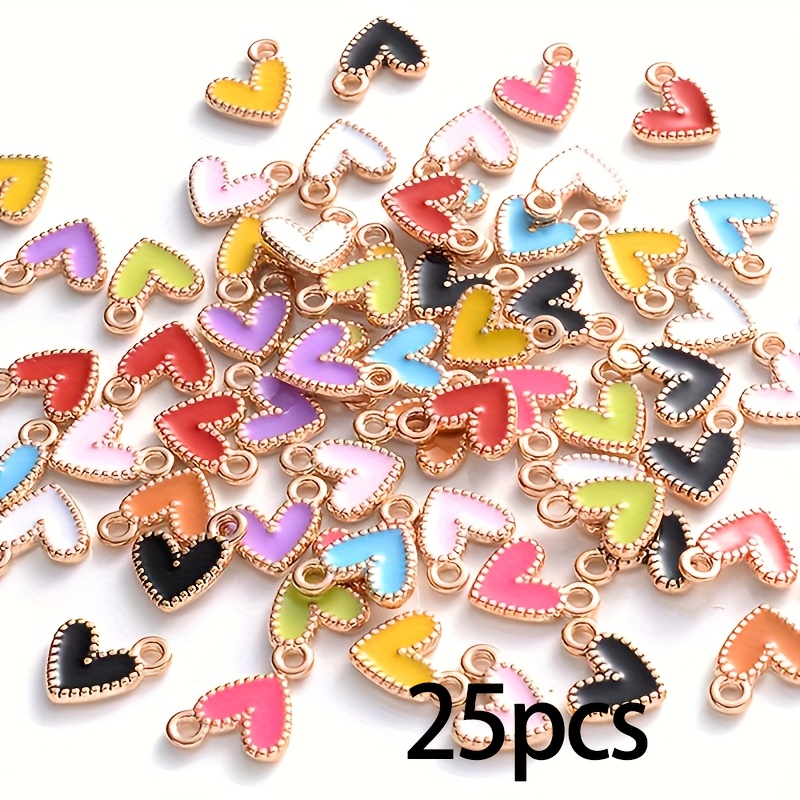 25pcs Of Assorted Heart Charms For Crafting Handmade Necklaces And Earrings