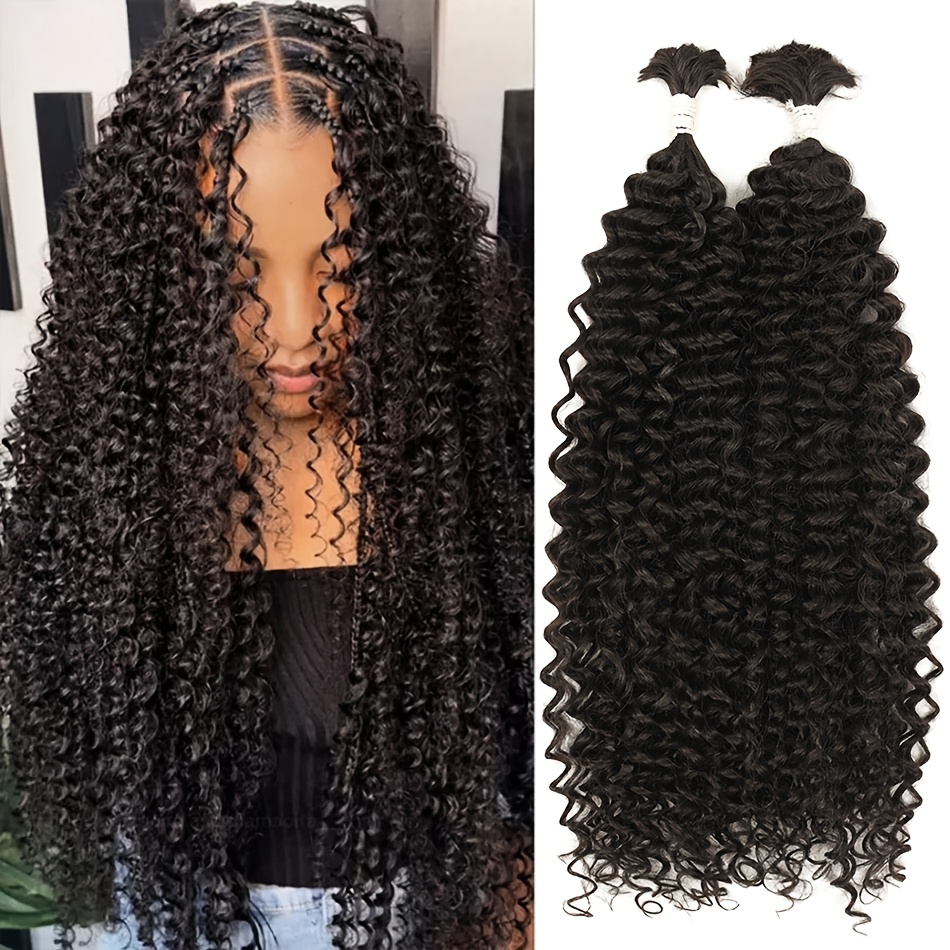 E-shop 2 Stück/Pack Bulk Flecht-Haar Deep Wave Synthetik Haar Lockere Deep Wave Flecht-Haarverlängerungen Ohne Weft Curl Boho Zöpfe Bulk Extensions 30