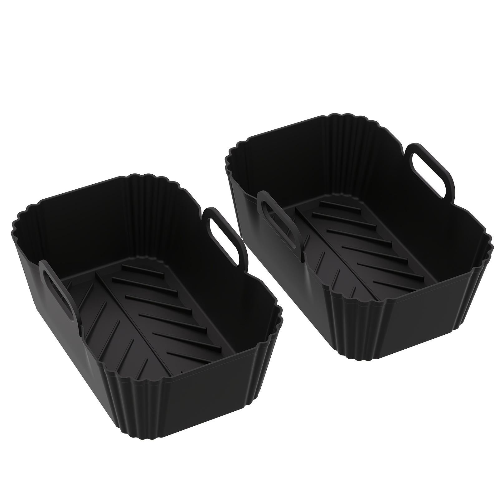TEMU 2pcs Reusable Silicone Air Fryer Inner Pot With Handle, , Rectangular Silicone Pot, High Temperature Resistant, Easy To Clean, Suitable For Air