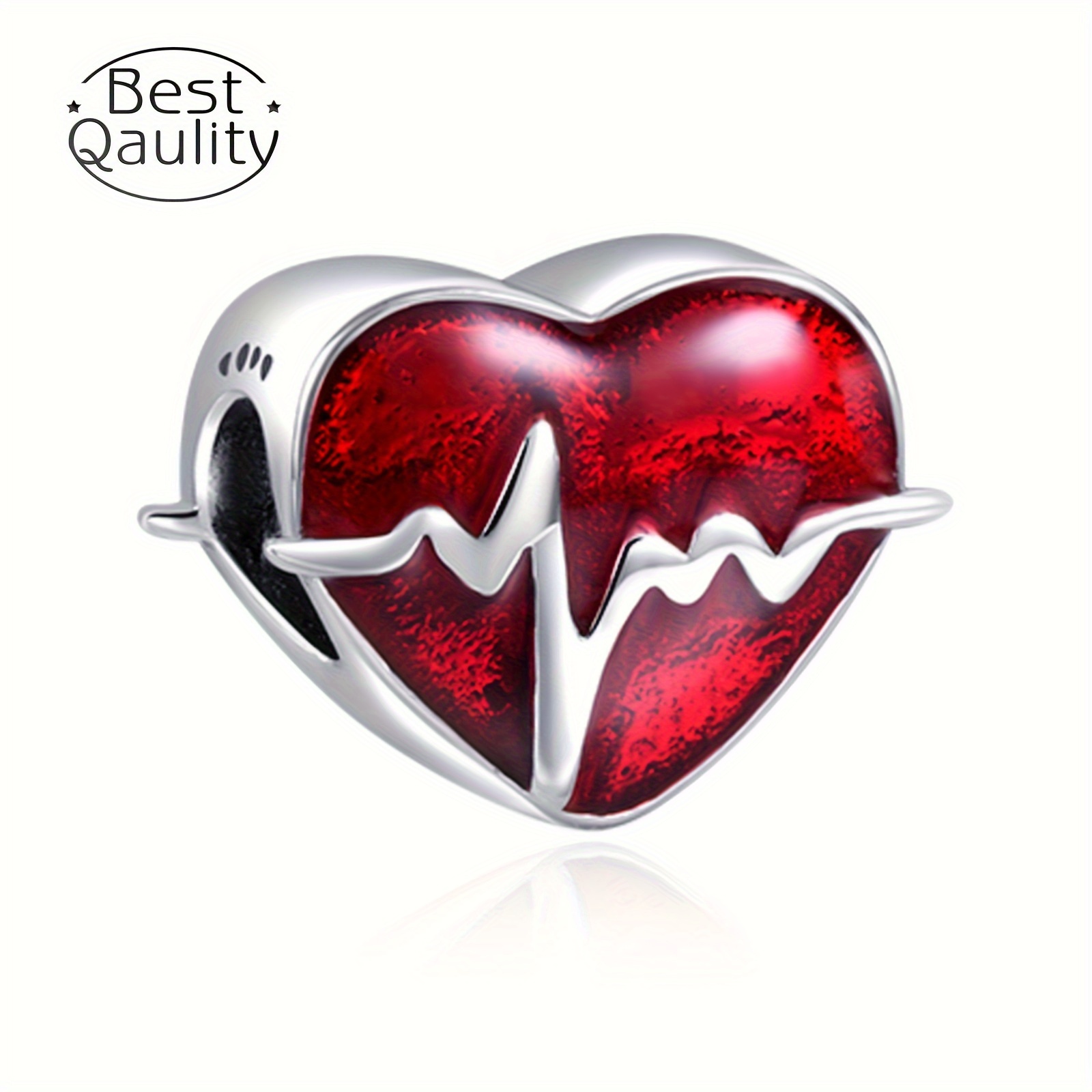 

Fashion 925 Sterling Silver Red Heartbeat Electrocardiogram Ecg Charm For Women Jewelry Making Bracelet Necklace Accessories