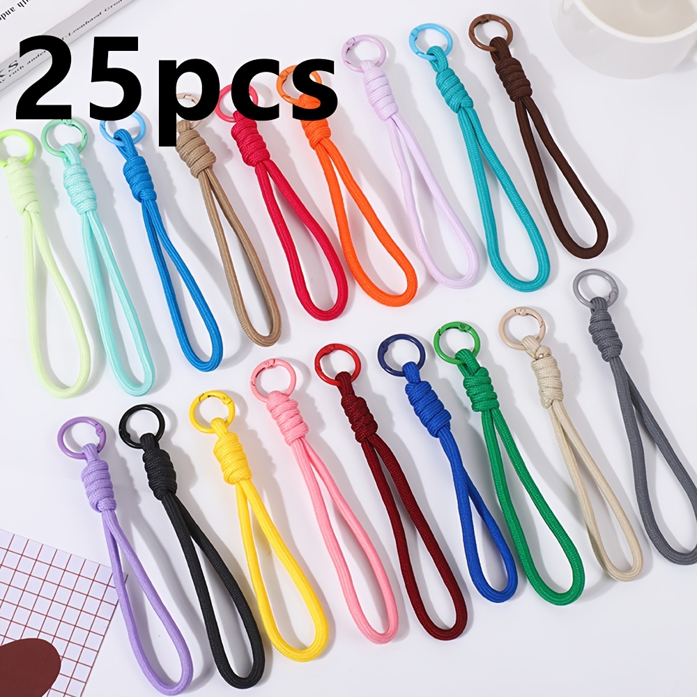 TEMU 25pcs Colorful Braided Phone Lanyard Keychains, Random Color Anti-lost Wrist Straps, Soft Detachable Woven Charms For Phone Case Decoration,