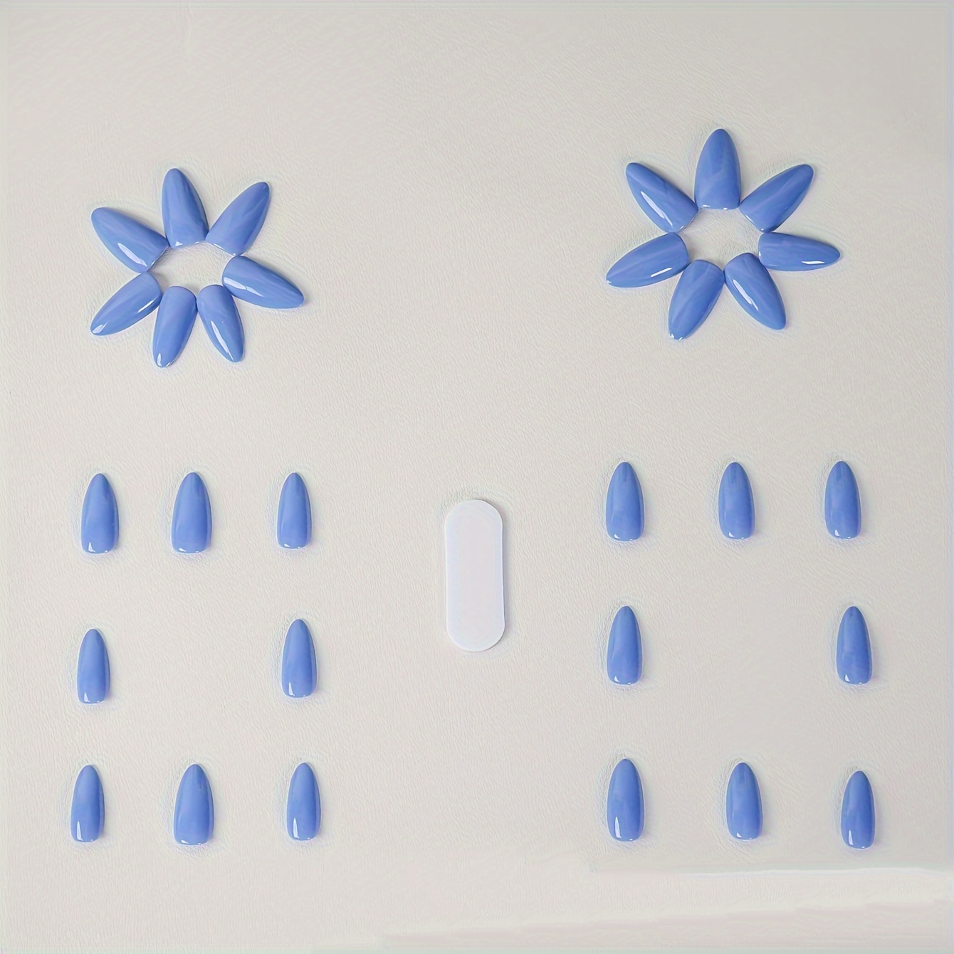 30pcs set glossy light blue press on nails long almond shaped fake nails minimalist style false nails solid color full cover fake nails for women girls daily wear 1pc nail file and 1sheet adhesive tabs included details 2