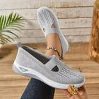 breathable lightweight hollow out sneakers for women slip on casual shoes with embroidery detailing plus size upper md sole for outdoor walking woven texture footwear