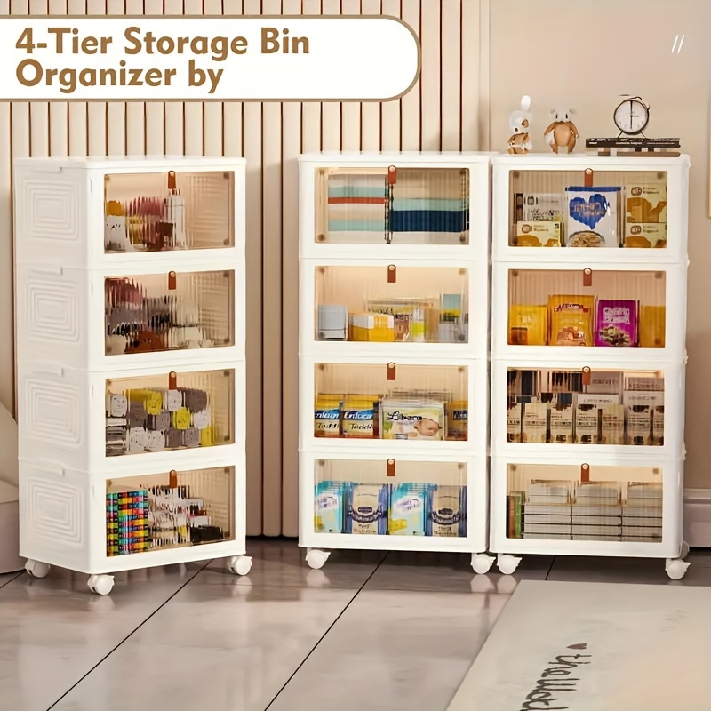 

2/3/4/5/6 Tier Plastic Storage Bins With Lid 23qt, With Wheels, Folding Storage Boxes, Collapsible Storage Bins, Closet Organizers And Storage For Living Room, Office, Dorm