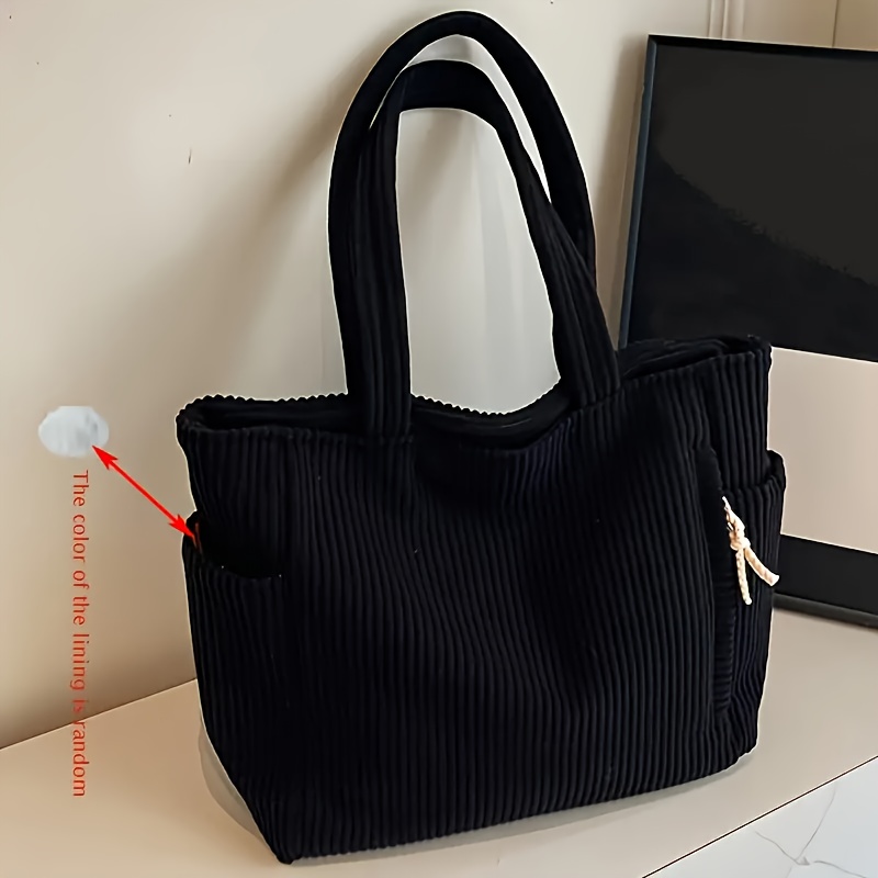 Image of New Arrival Corduroy Fuzzy Large-capacity Women's Tote Shoulder Bag, Ideal For Short Trips, Daily Commuting, Shopping, And Vacations. Random Inner Lining Color