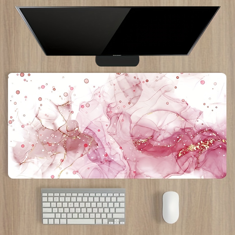 

Pink Golden Marble Large Mouse Pad Computer Hd Desk Mat Keyboard Pad Natural Rubber Non-slip Office Mousepad Table Accessories As Gift For Boyfriend/girlfriend Size35.4x15.7in
