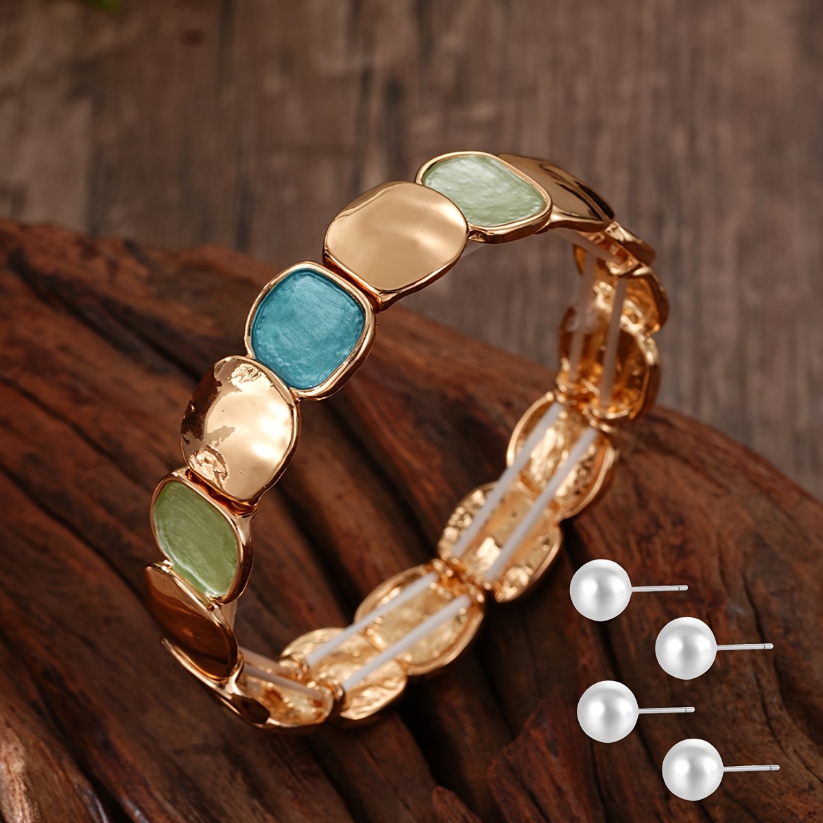 Vintage Geometric Square Bangle Bracelet for Women