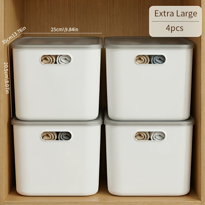 3/4pcs Stackable Clear Bins with Lids for Closet Organization