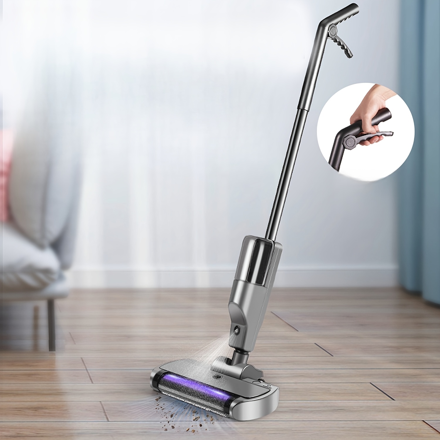 

Rechargeable Electric Mop With 2000mah Lithium Battery, 120w Silent Wet/dry Floor Scrubber, 9000pa Strong Suction, Abs Resin Body, With Dust Box, Cloth Filter, Usb Charging, For Multiple Floor Types