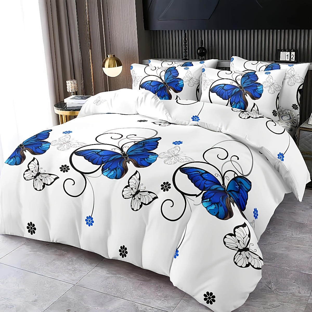 Image of 3pcs Set Of Polyester Blue Quilt Cover / 2 Pillowcases / Bed Sheet / Twin Bed / Full Bed / Queen Size / King Size - Soft Microfiber - And Fade Resistant - - Decoration