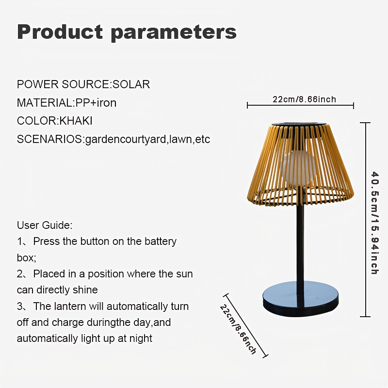 Image of 1pc Solar-powered Cordless Energy- Decorative Lamp, Khaki Desktop Led Table Lamp, Outdoor Restaurant Tabletop Ambient Lighting Fixture, Atmosphere Decor, Ip44