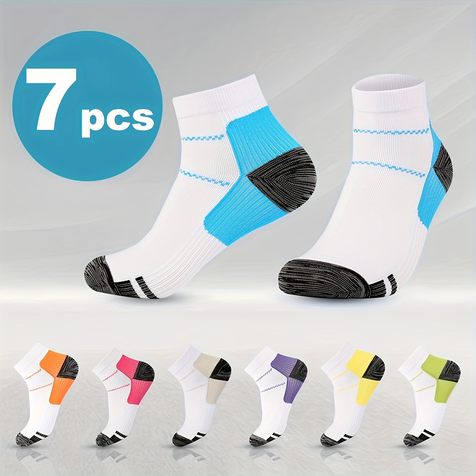 Image of 7 Pairs Of Breathable Ankle Compression Socks Suitable For Running, Cycling, And Outdoor Sports - Low-cut Athletic Short Socks