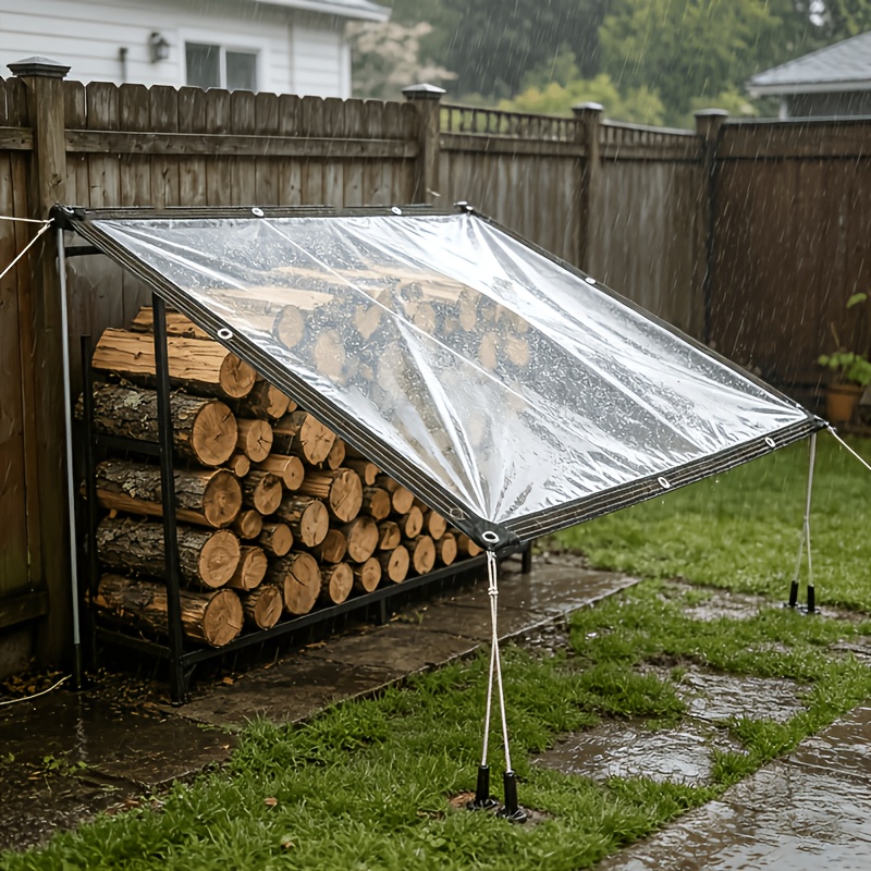 TEMU Lona Transparente Gruesa y Resistente al Desgarro, Impermeable y Resistente a , Tela de Cubierta para Invernadero Agrícola, de Leña, Tela de