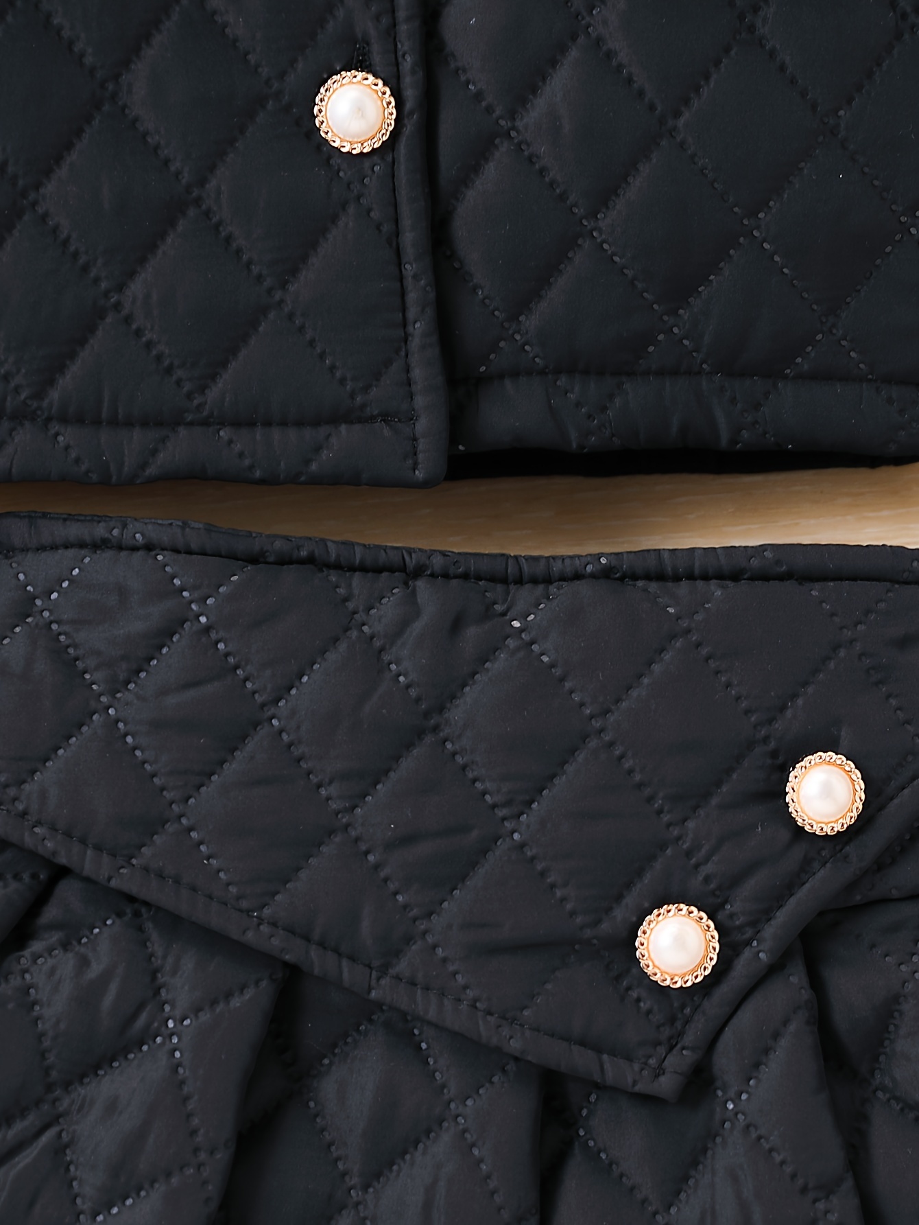 Girls' Padded Coat Set with Button-Up Jacket and Skirt