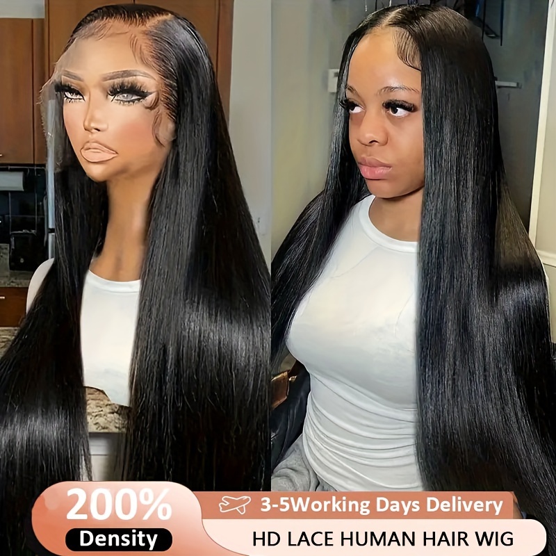 

220% Density Straight Lace Front Wigs Human Hair 13x4 Hd Lace Frontal Wig Brazilian Human Hair Wig Natural Swiss Full Lace Pre- Lace Wig With Baby Hair For Women 16-36 Inch