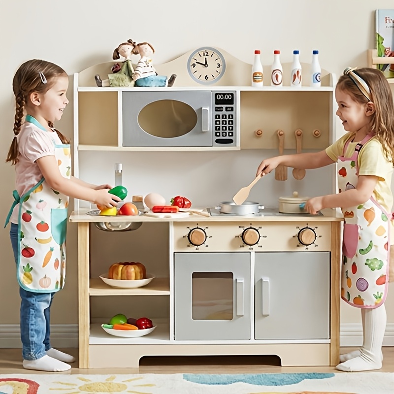 UMU Kit De Cuisine En Bois Pour Enfants – Avec Support, Confiserie, Service à Thé Et Accessoires – Jouet éducatif Dès 3, 4, 5, 6 Ans – Cadeau Idéal Pour Anniversaire Et Noël